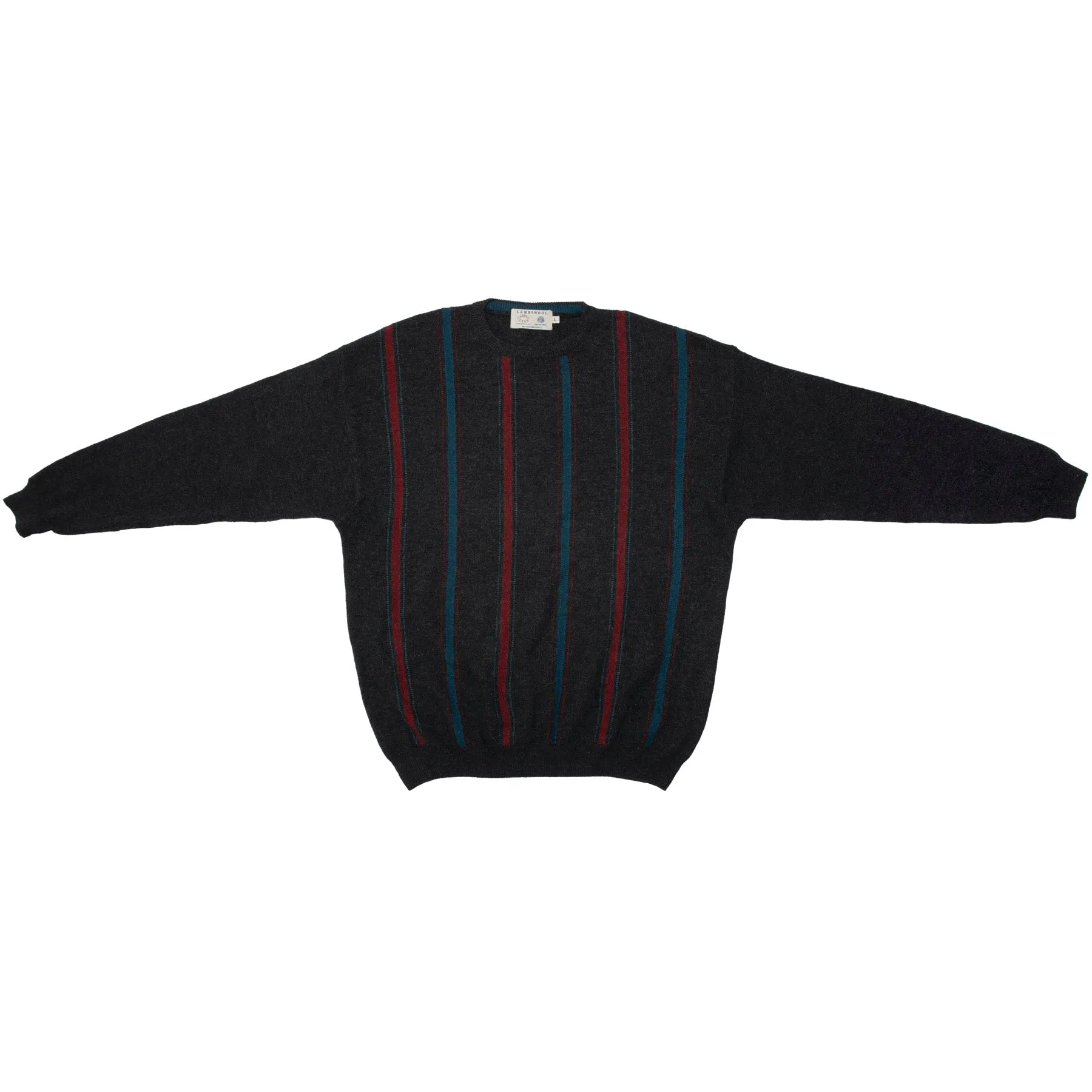 70s Intarsia Stripe Lambswool Knit Pullover