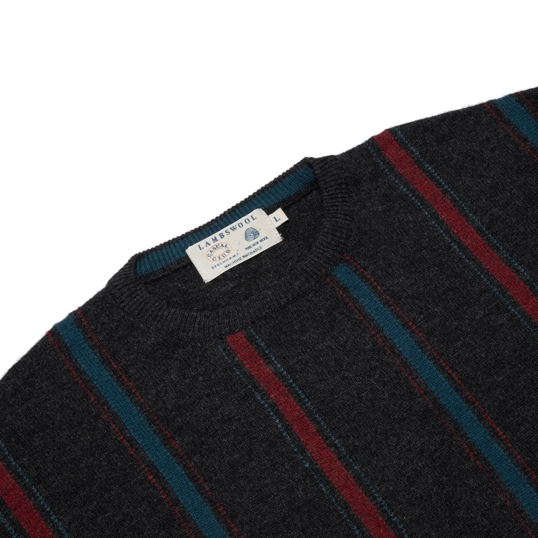 70s Intarsia Stripe Lambswool Knit Pullover