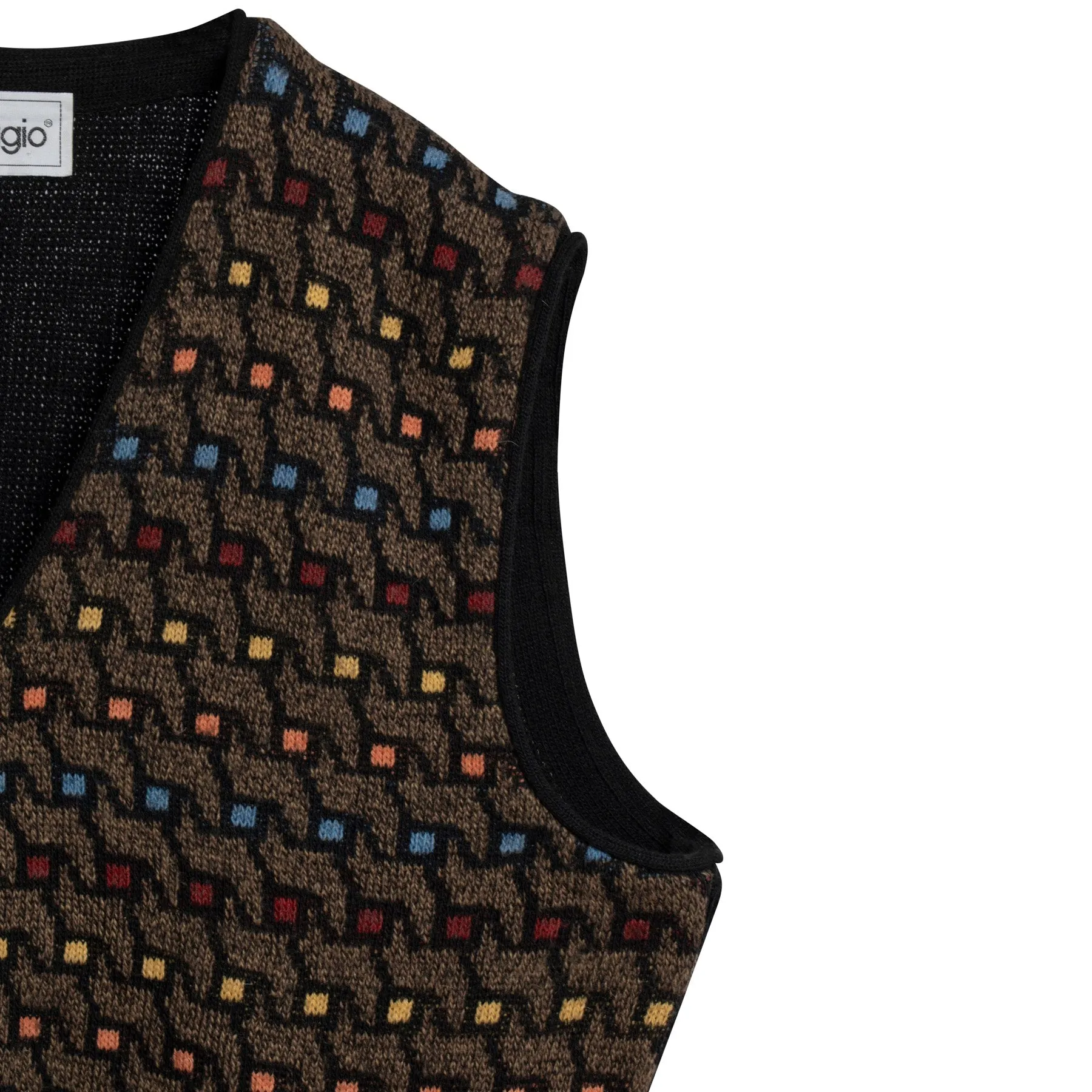 70s Jacquard Full Zip Vest