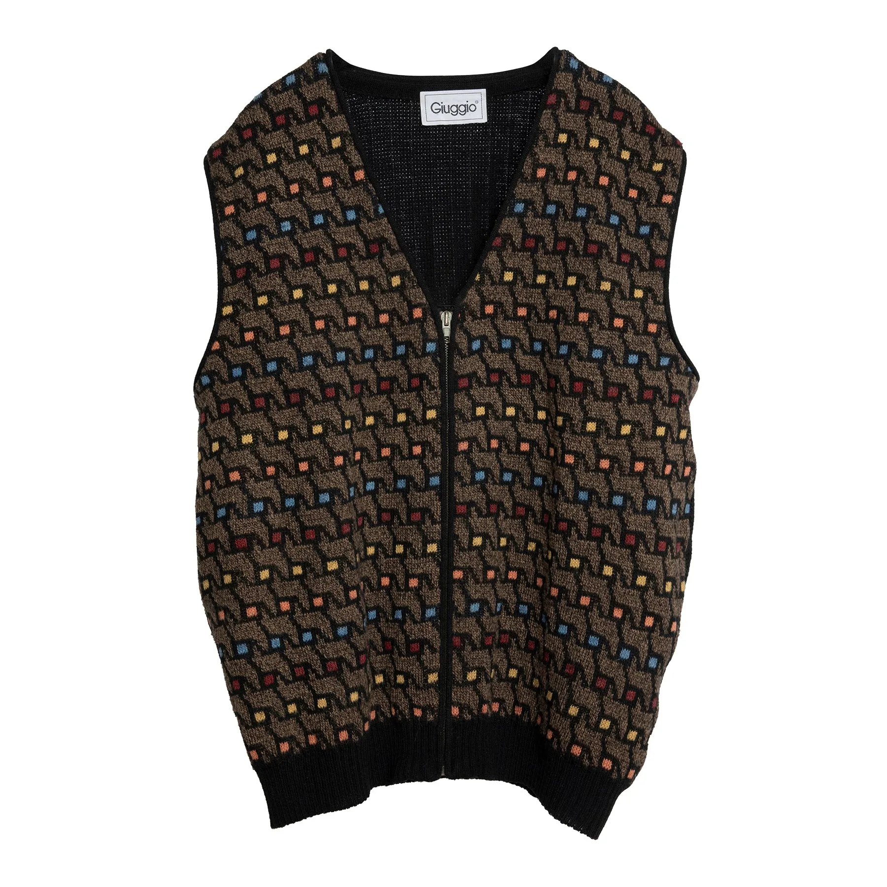 70s Jacquard Full Zip Vest