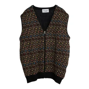 70s Jacquard Full Zip Vest