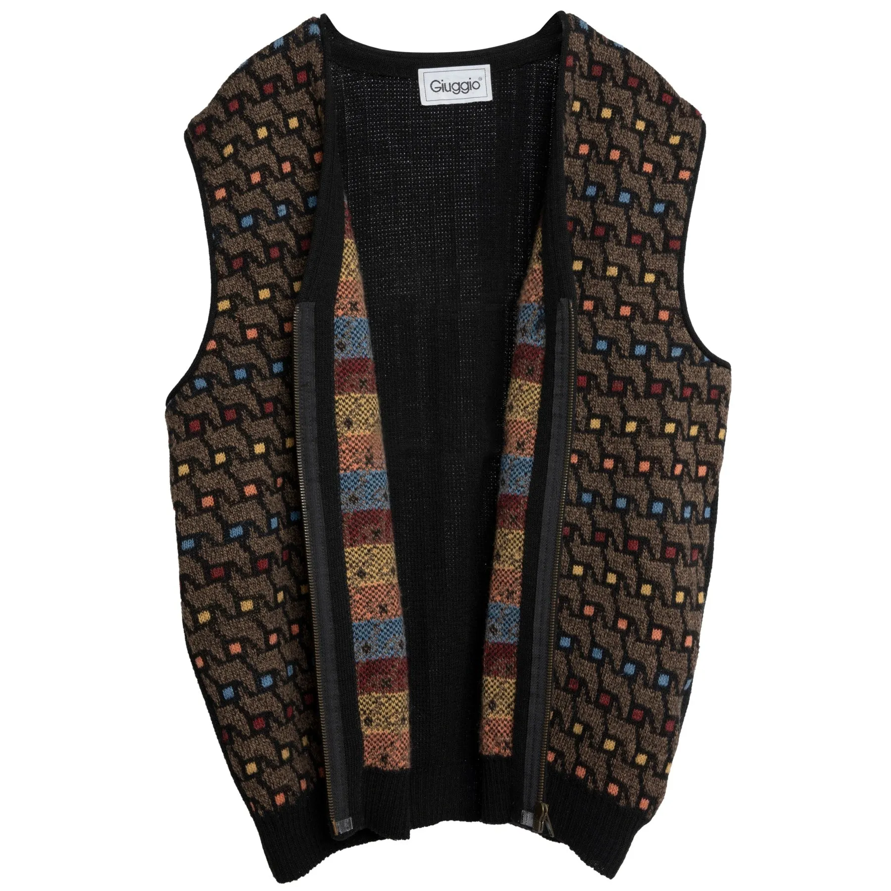 70s Jacquard Full Zip Vest