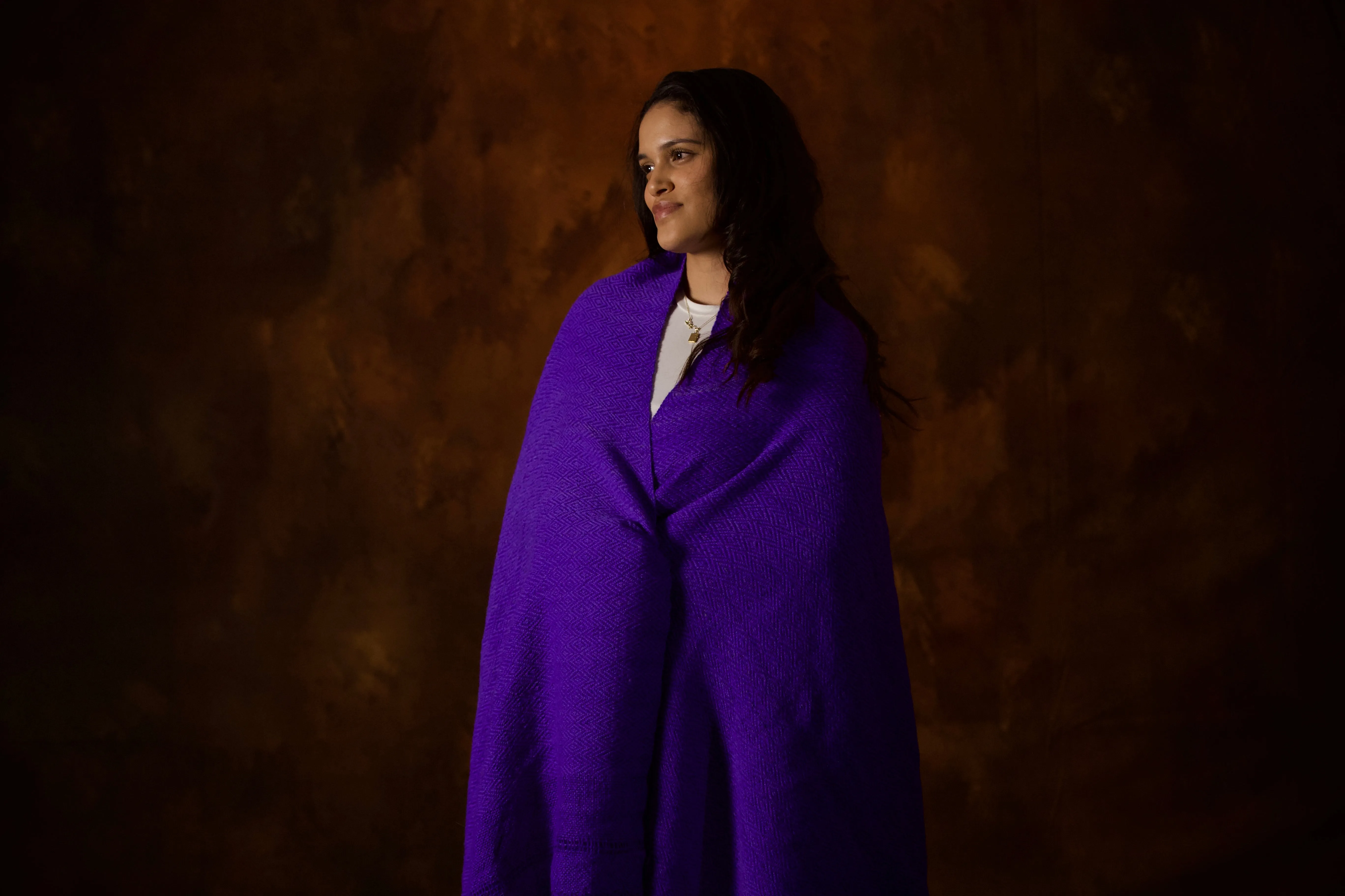 Alpaca Shawl - Purple & Light Purple