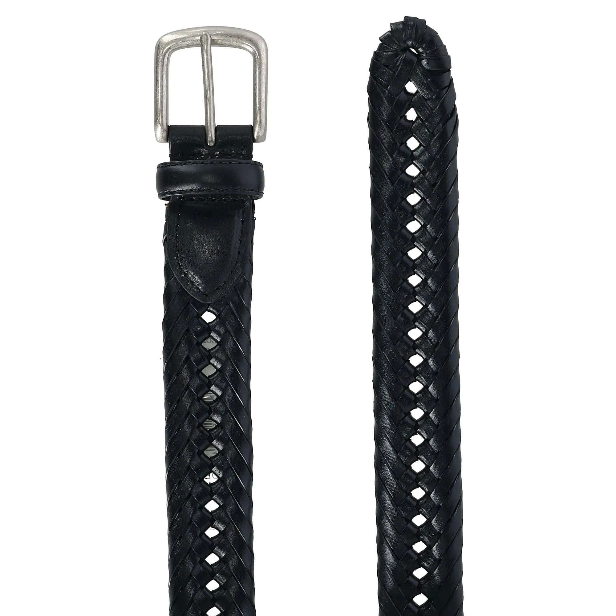 Aquarius Men's Tubular Leather Braided Belt