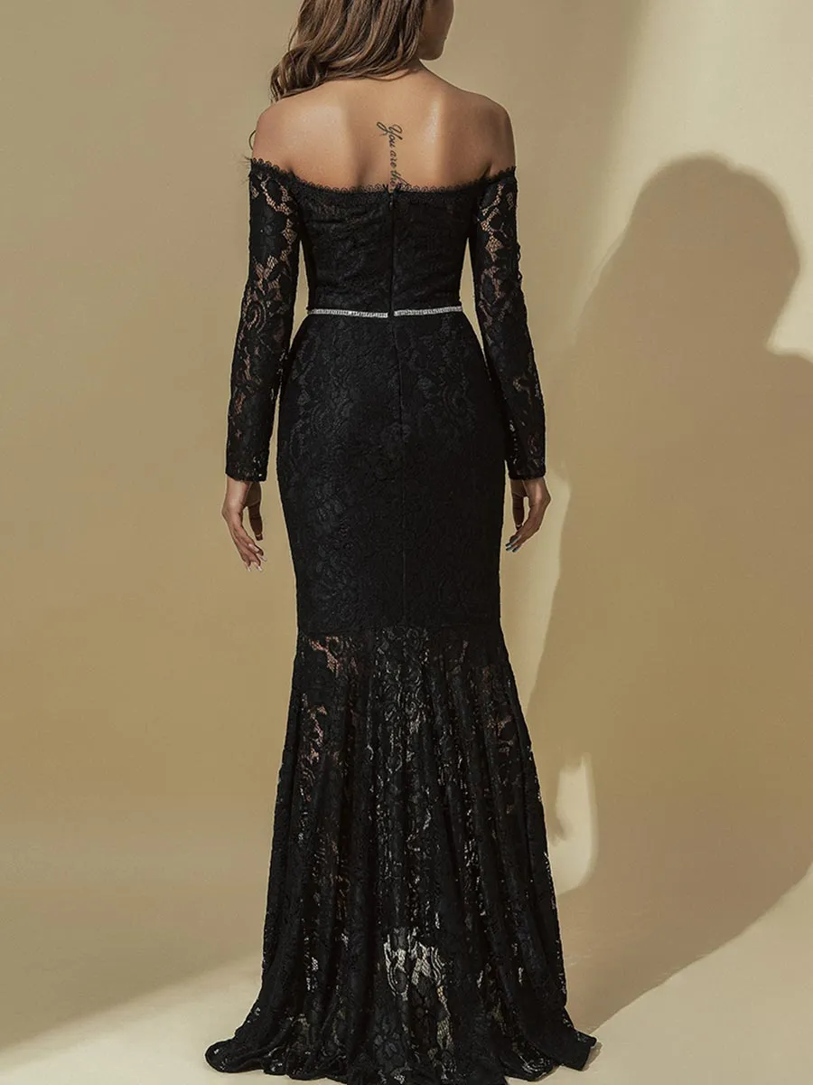 Black Petite Wedding Dress Mermaid Lace Gowns