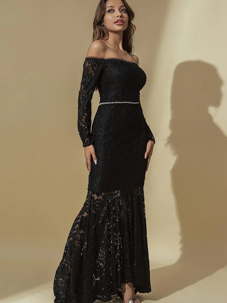 Black Petite Wedding Dress Mermaid Lace Gowns