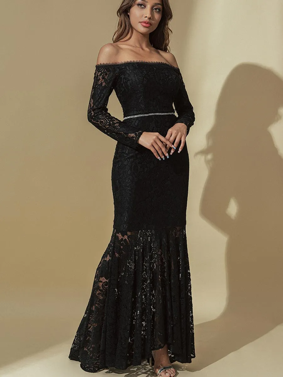 Black Petite Wedding Dress Mermaid Lace Gowns