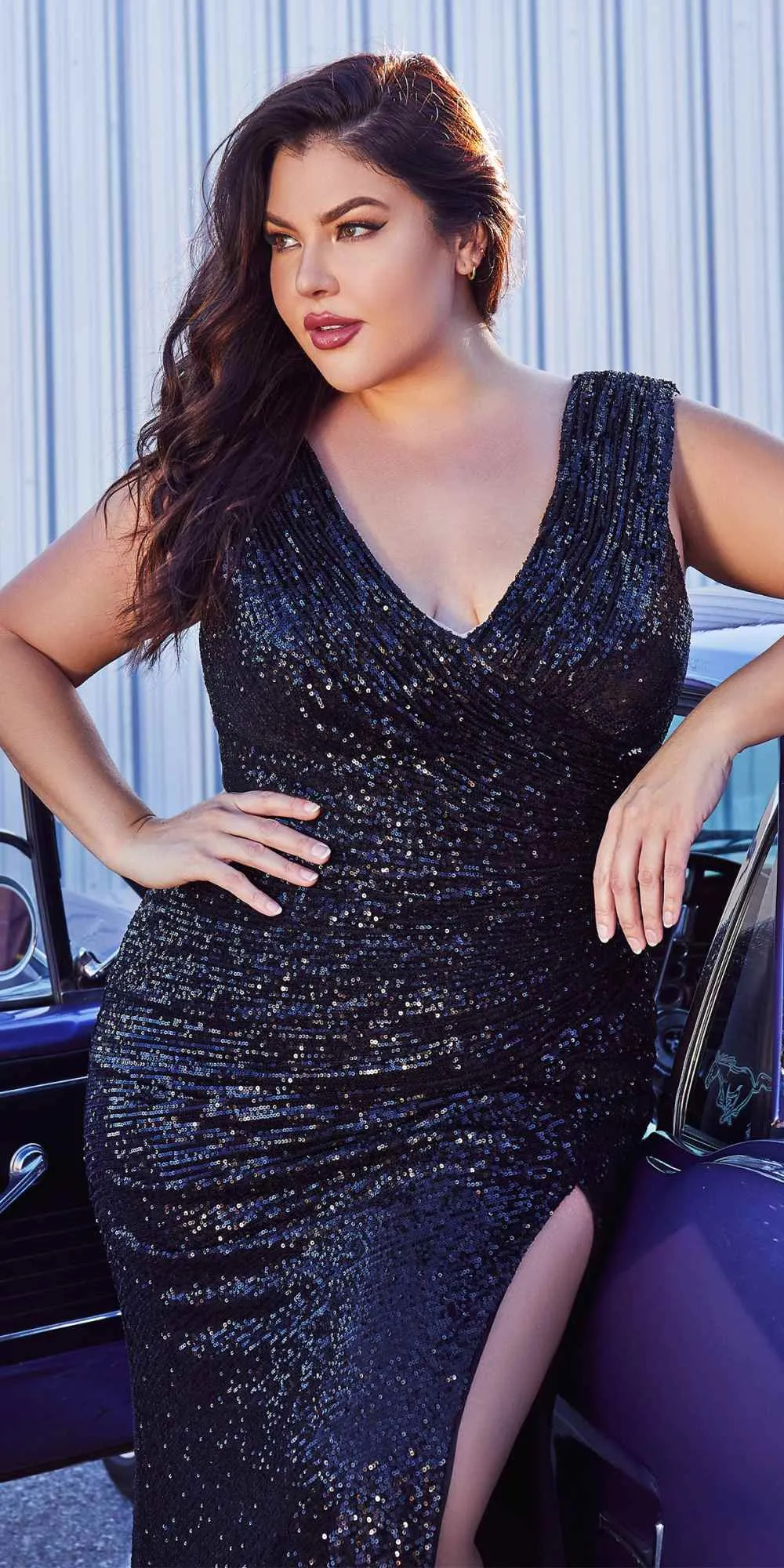 Cinderella Divine CH198C Fitted Sequin Evening Gown Gathered Waist