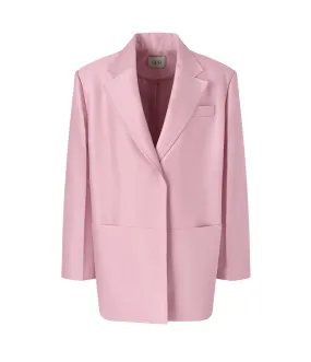 Concealed Placket Silk Jacket in Pink