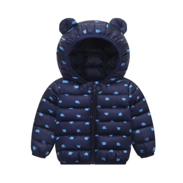Cute 1- 5y baby girls jacket kids boys Light down coats with ear hoodie spring girl clothes infant clothing children's jackets