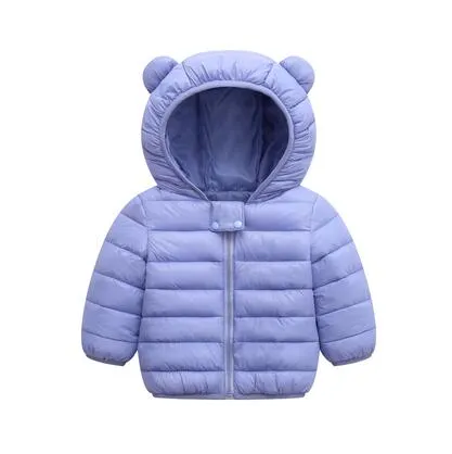 Cute 1- 5y baby girls jacket kids boys Light down coats with ear hoodie spring girl clothes infant clothing children's jackets