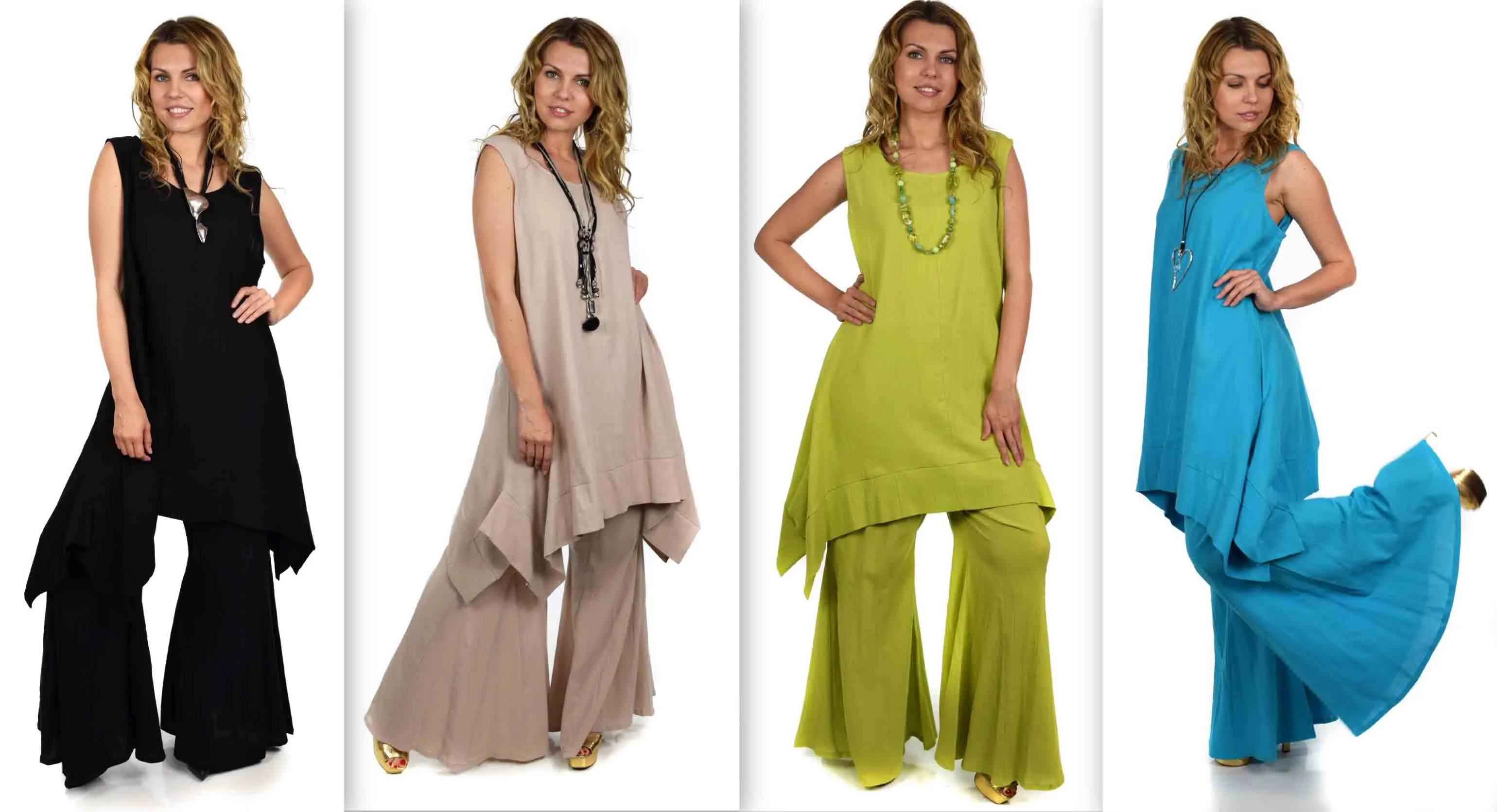Dare2bStylish Women 2 Piece Summer Top & Flared Pants Set Outfit in Plus Sizes