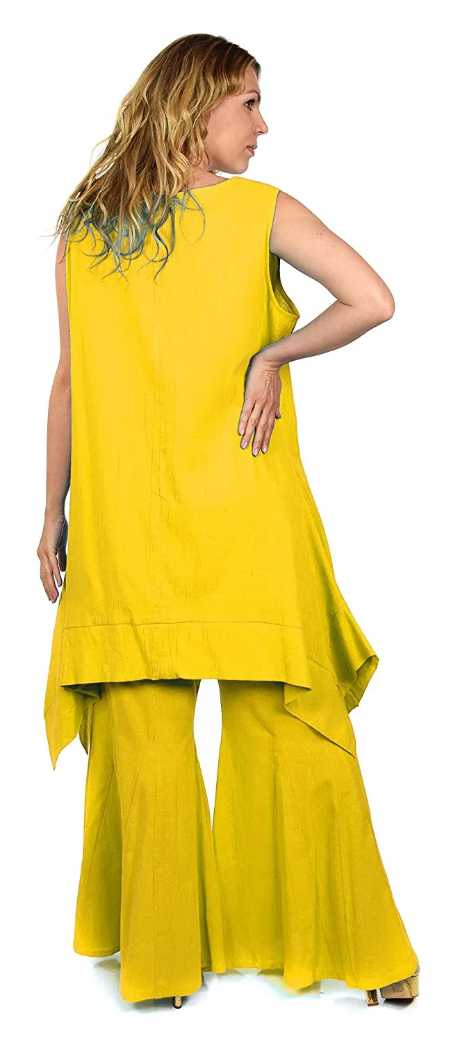 Dare2bStylish Women 2 Piece Summer Top & Flared Pants Set Outfit in Plus Sizes