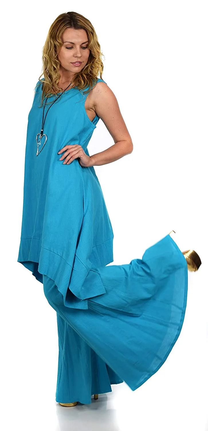 Dare2bStylish Women 2 Piece Summer Top & Flared Pants Set Outfit in Plus Sizes