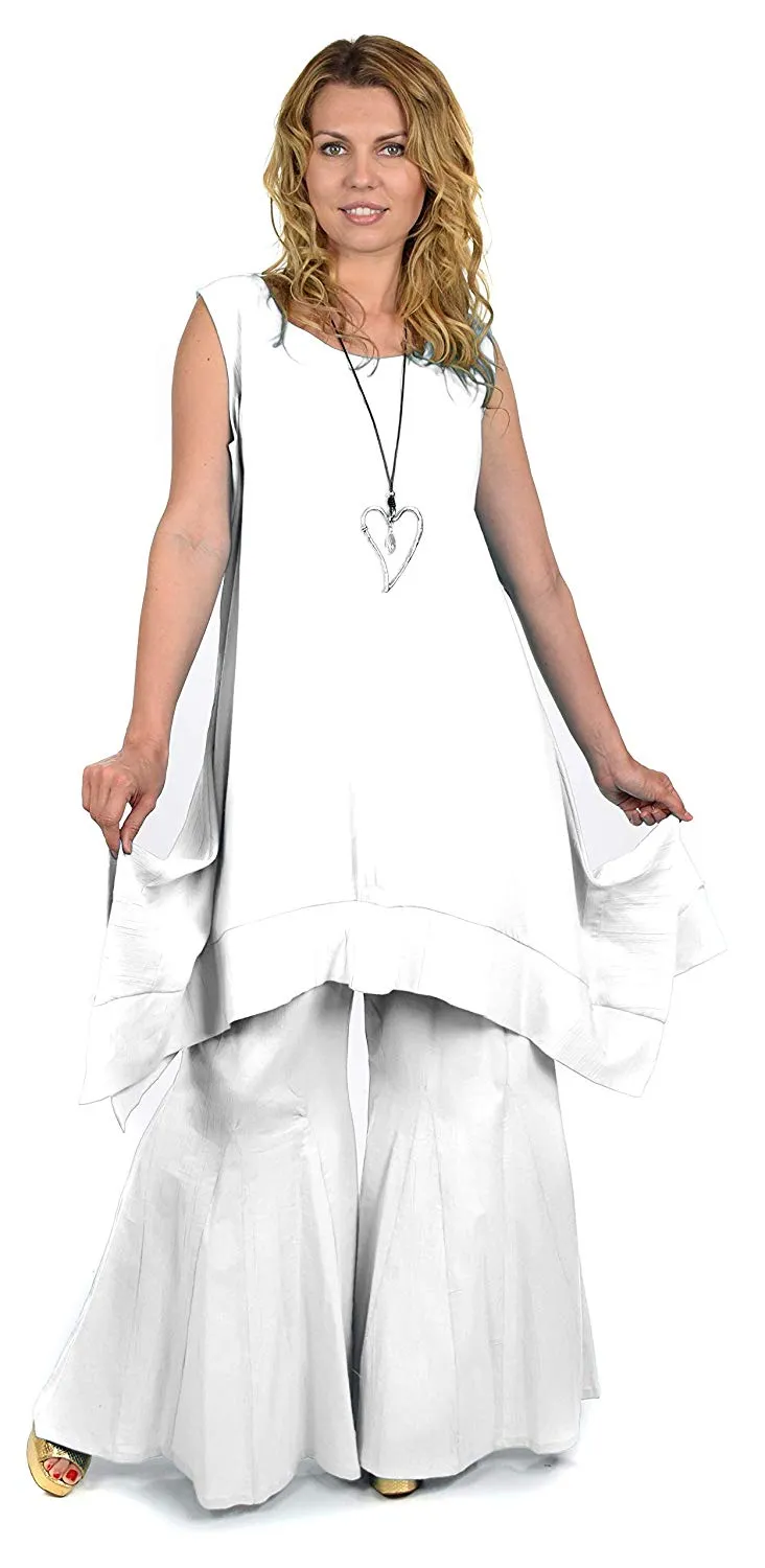 Dare2bStylish Women 2 Piece Summer Top & Flared Pants Set Outfit in Plus Sizes