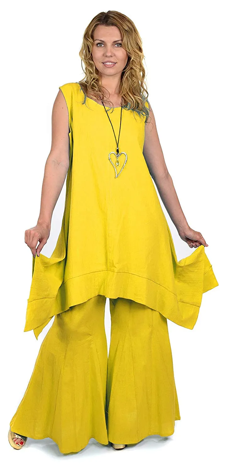 Dare2bStylish Women 2 Piece Summer Top & Flared Pants Set Outfit in Plus Sizes