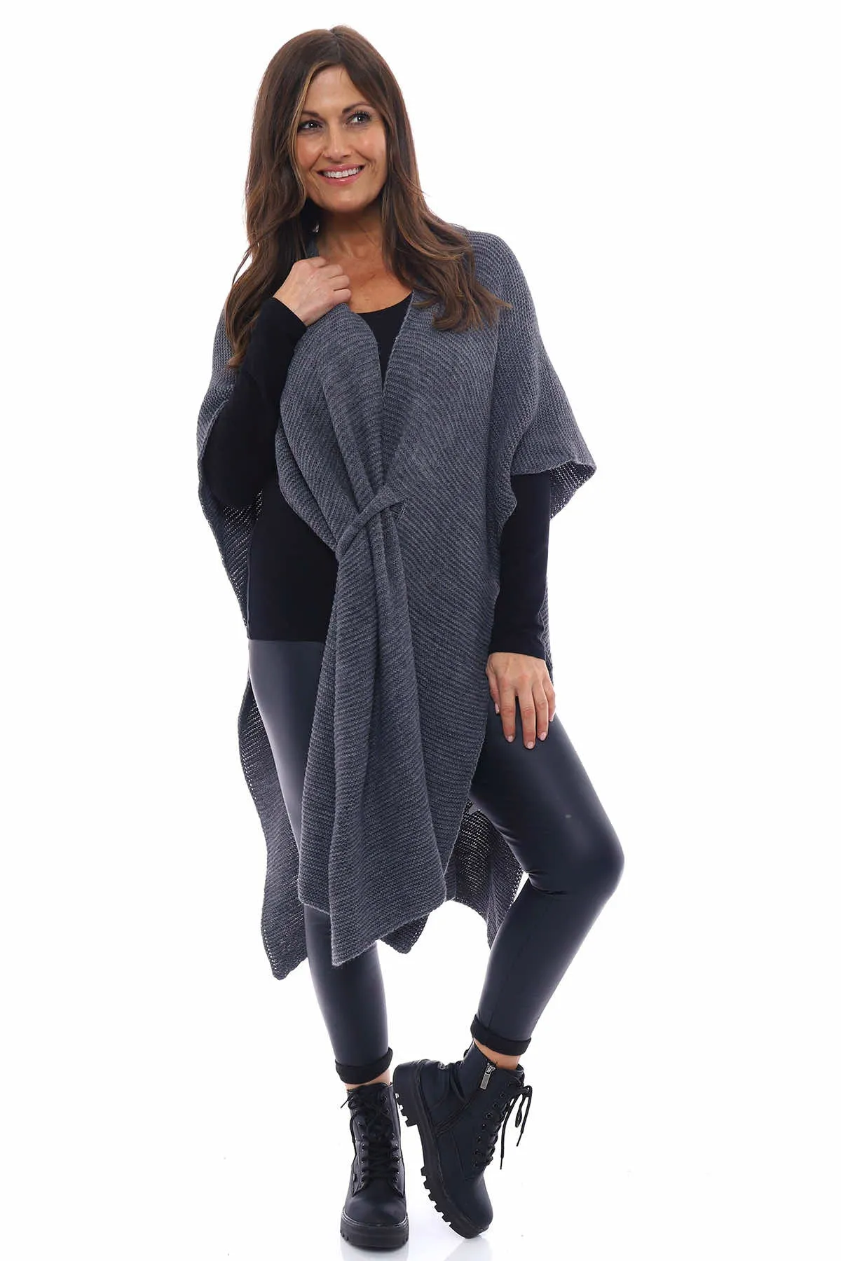 Eilidh-Rose Knitted Cape Mid Grey