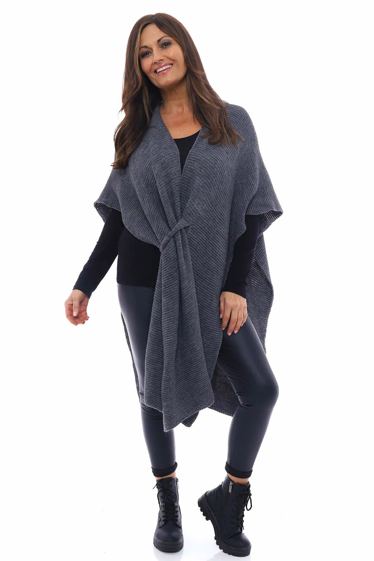 Eilidh-Rose Knitted Cape Mid Grey