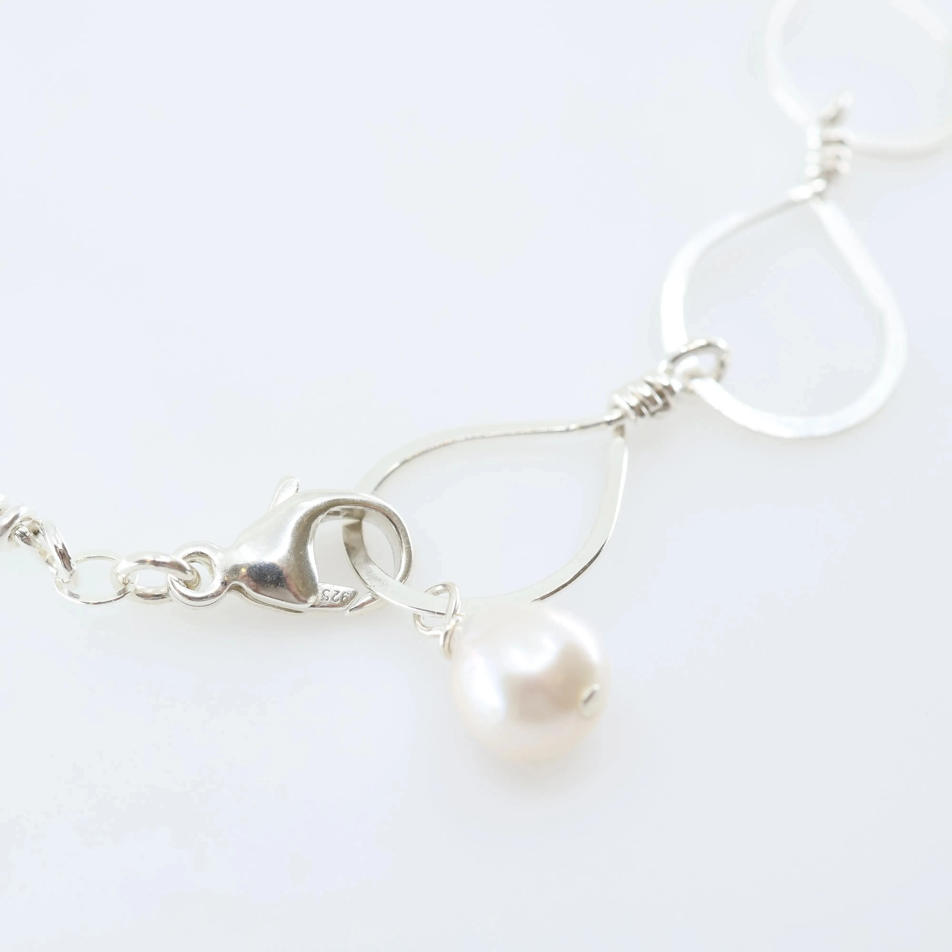 Forged Teardrop Bracelet with Baby Baroque Pearl Drop