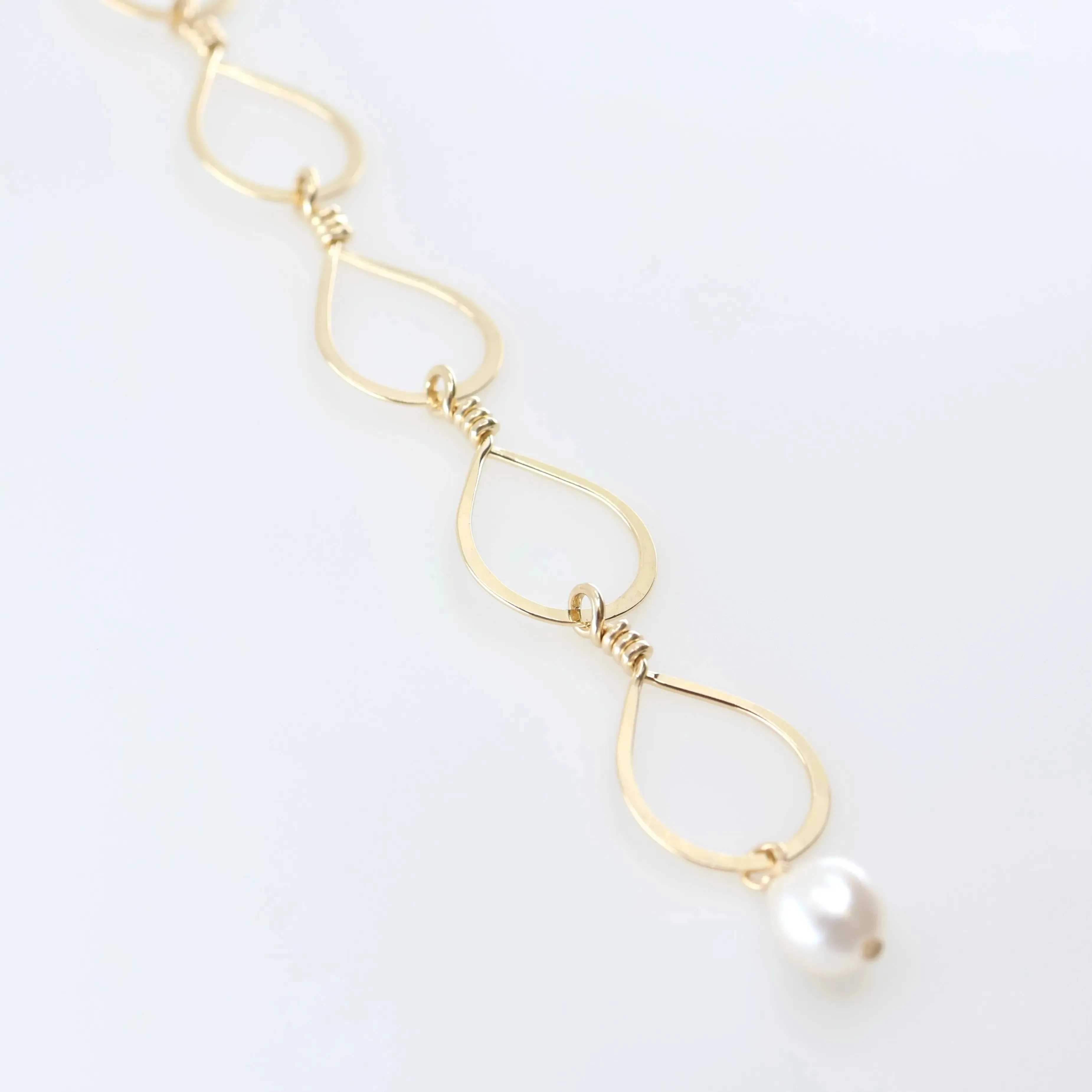 Forged Teardrop Bracelet with Baby Baroque Pearl Drop