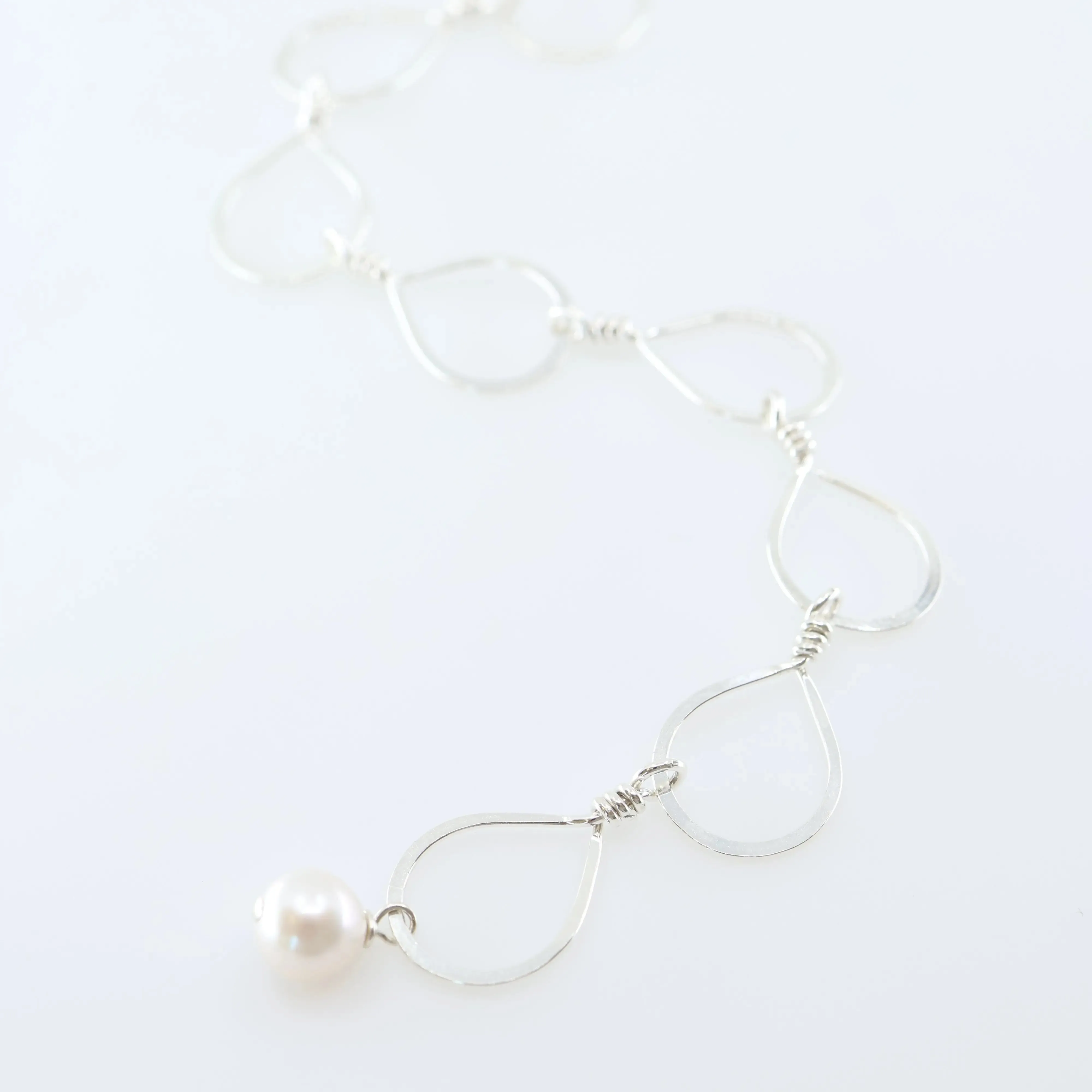 Forged Teardrop Bracelet with Baby Baroque Pearl Drop