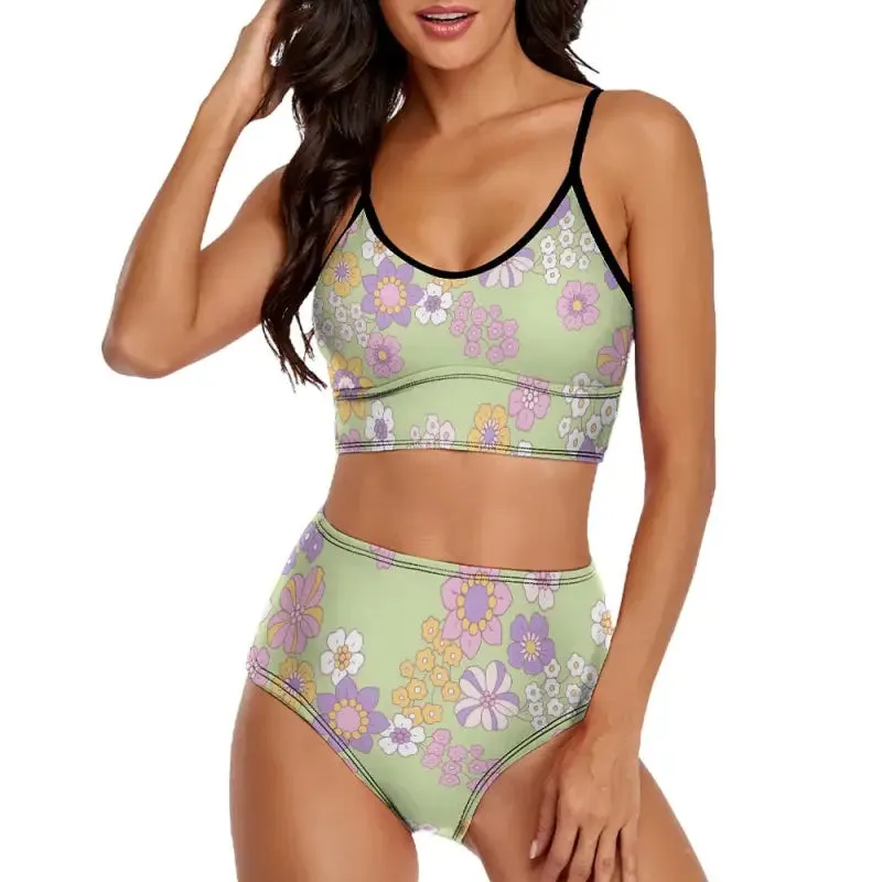 Get Your Groove On in Our Retro Floral Longline Bikini