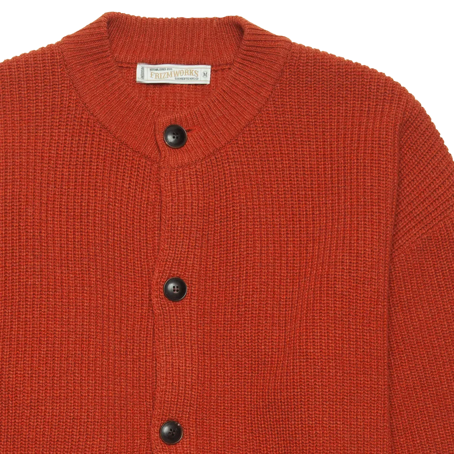 Heavy Wool Round Cardigan - Brick