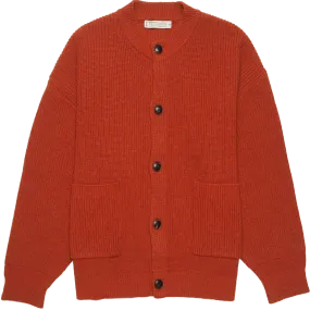 Heavy Wool Round Cardigan - Brick
