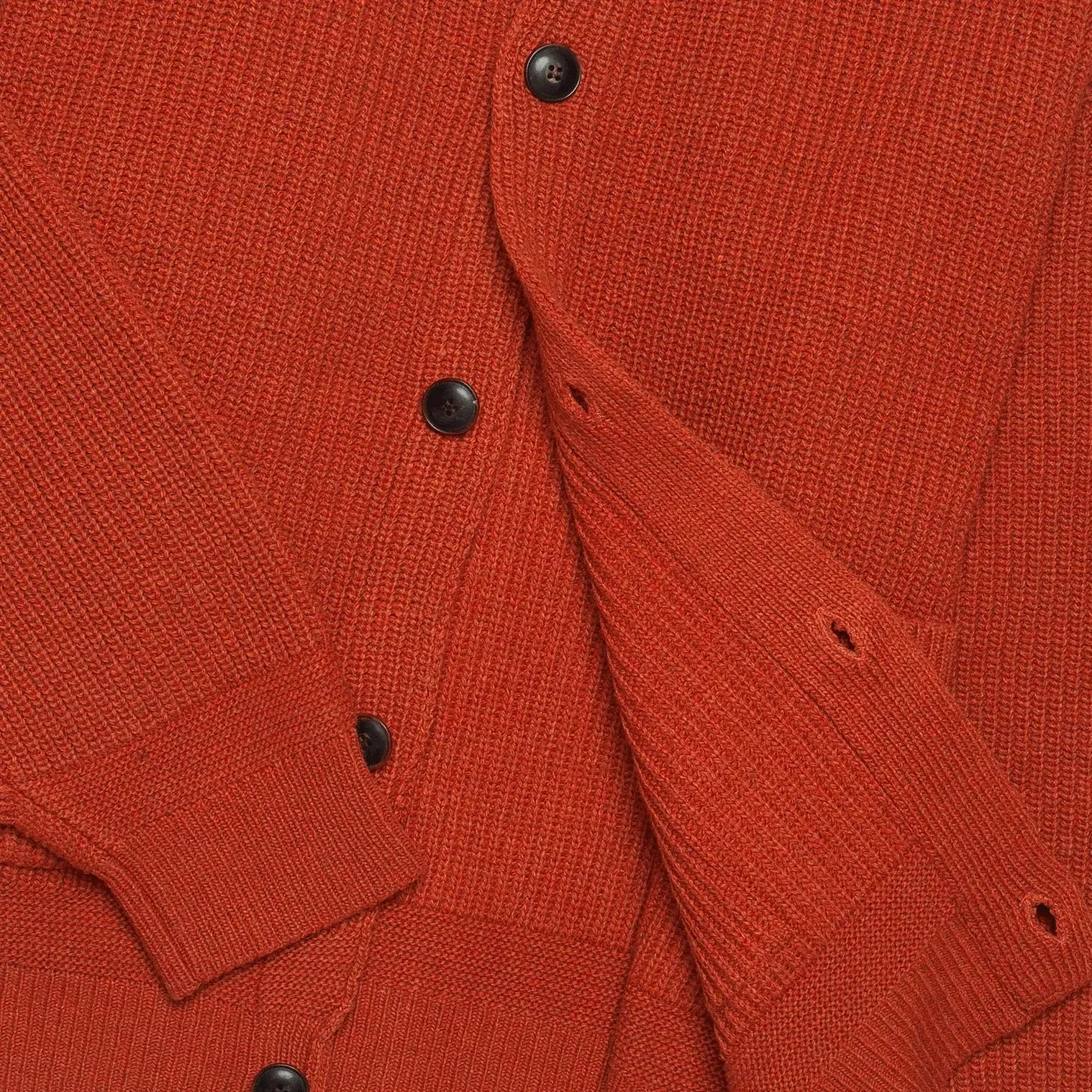Heavy Wool Round Cardigan - Brick