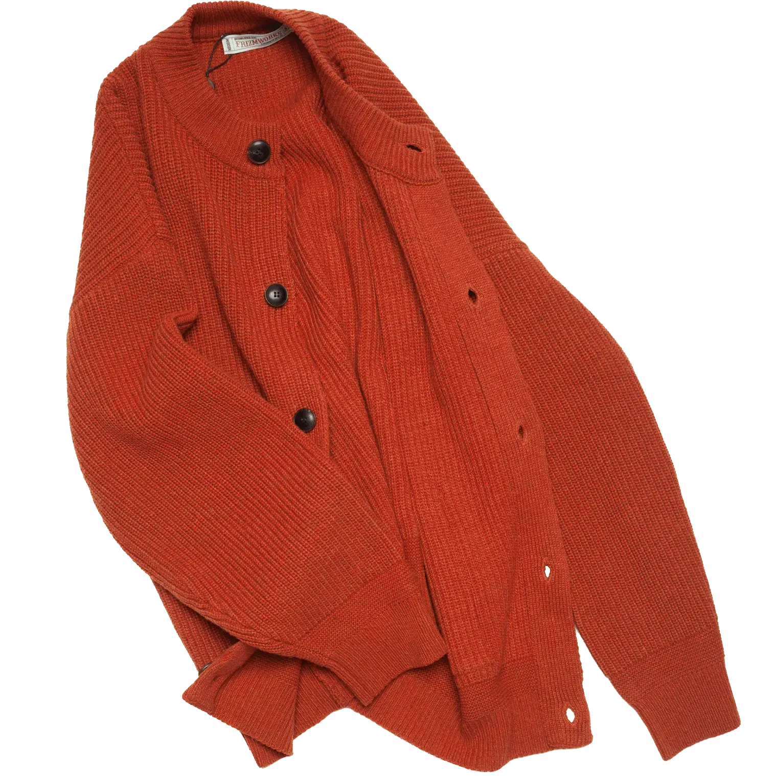 Heavy Wool Round Cardigan - Brick