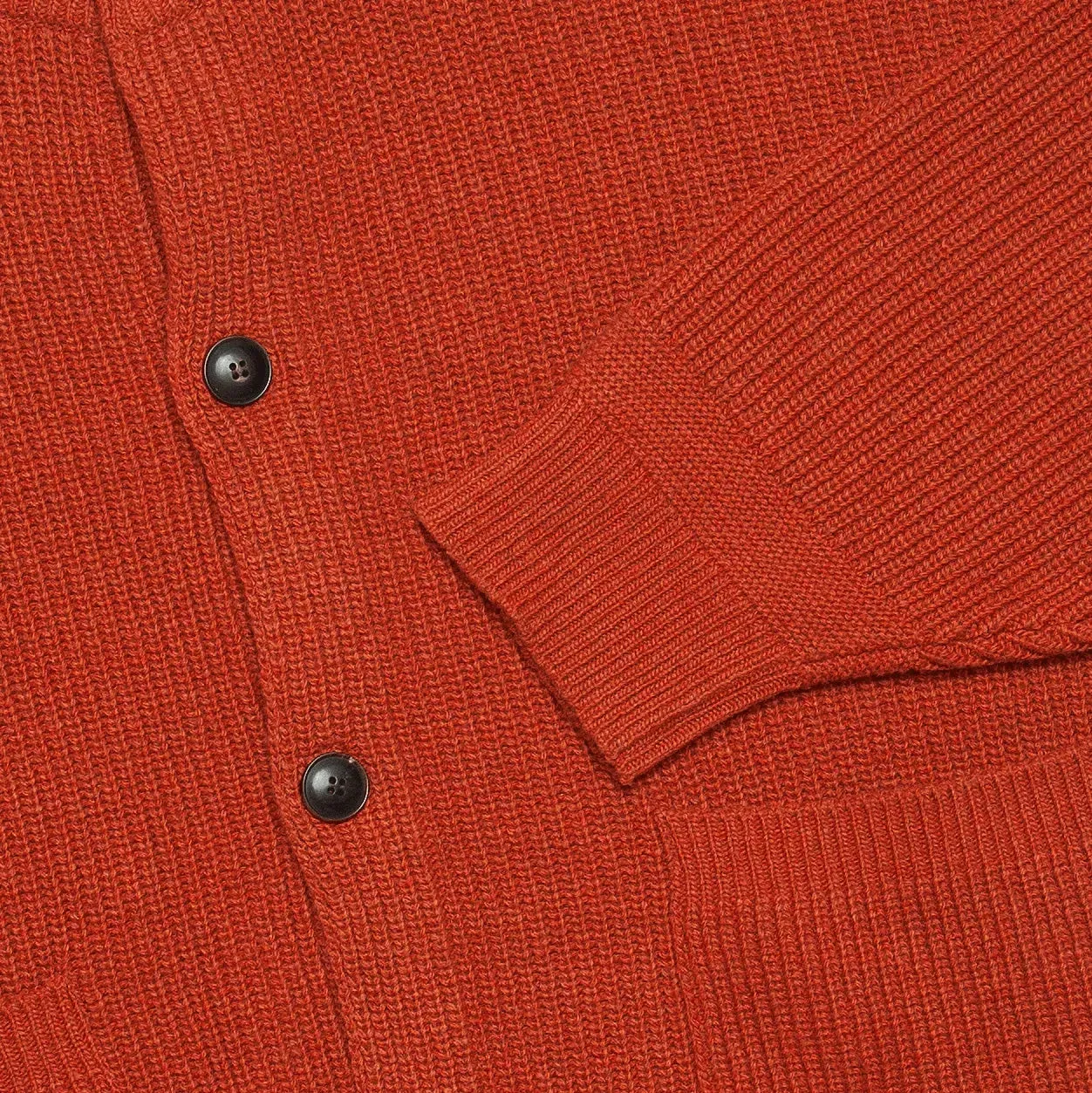 Heavy Wool Round Cardigan - Brick