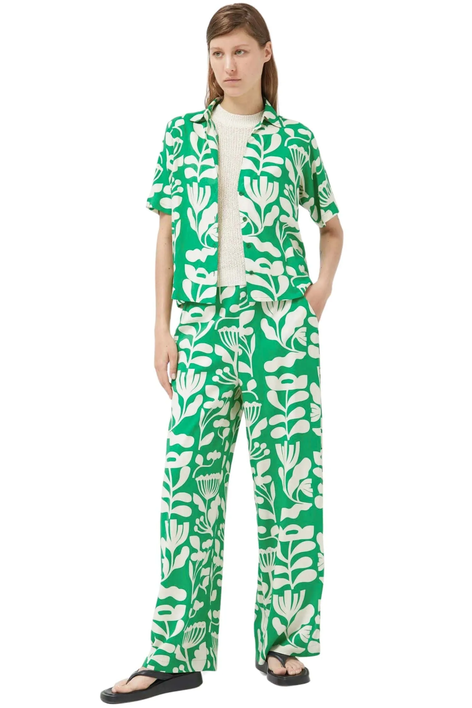 Hydrangea Floral Straight Pants