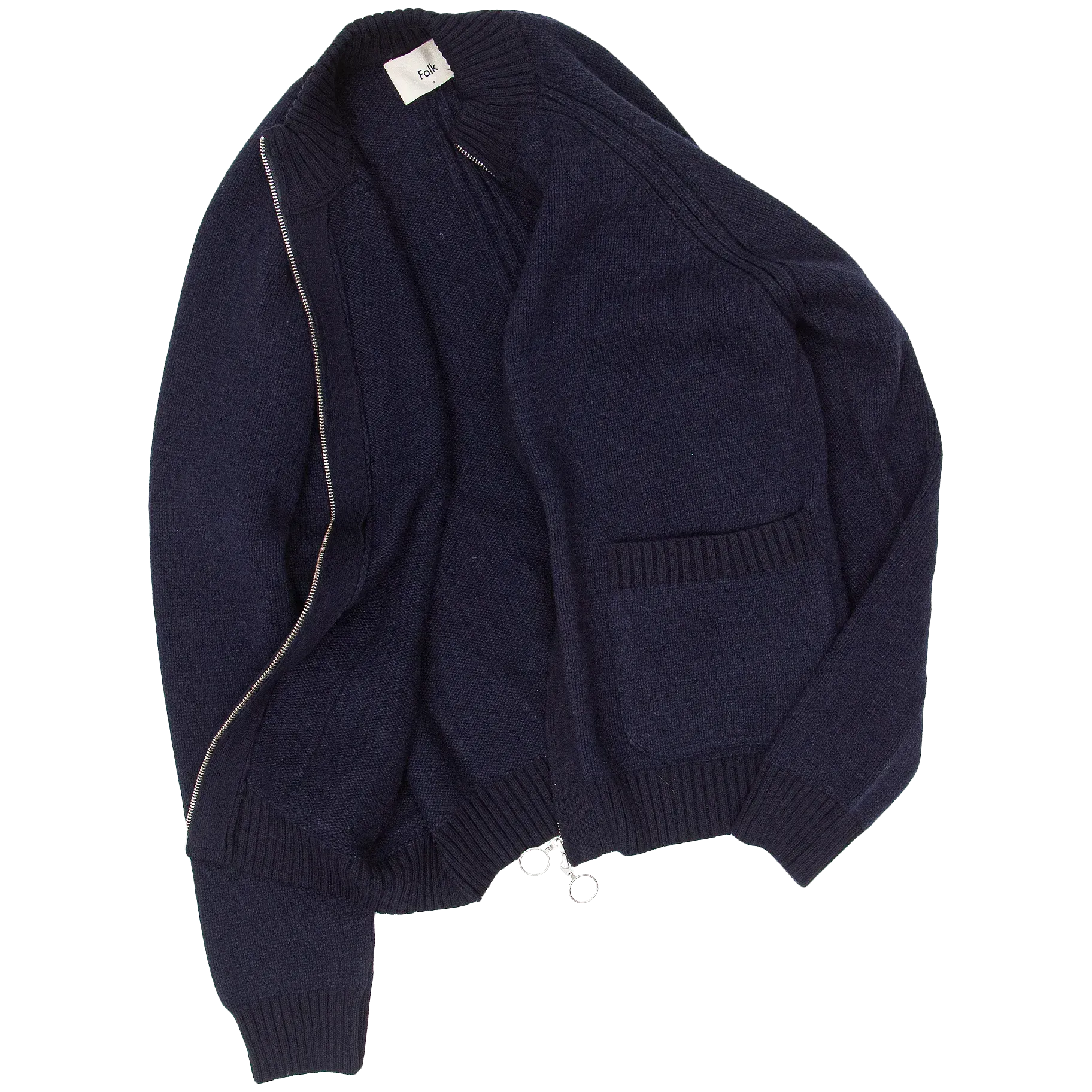 Knitted Zip Thru Bomber - Navy