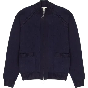 Knitted Zip Thru Bomber - Navy