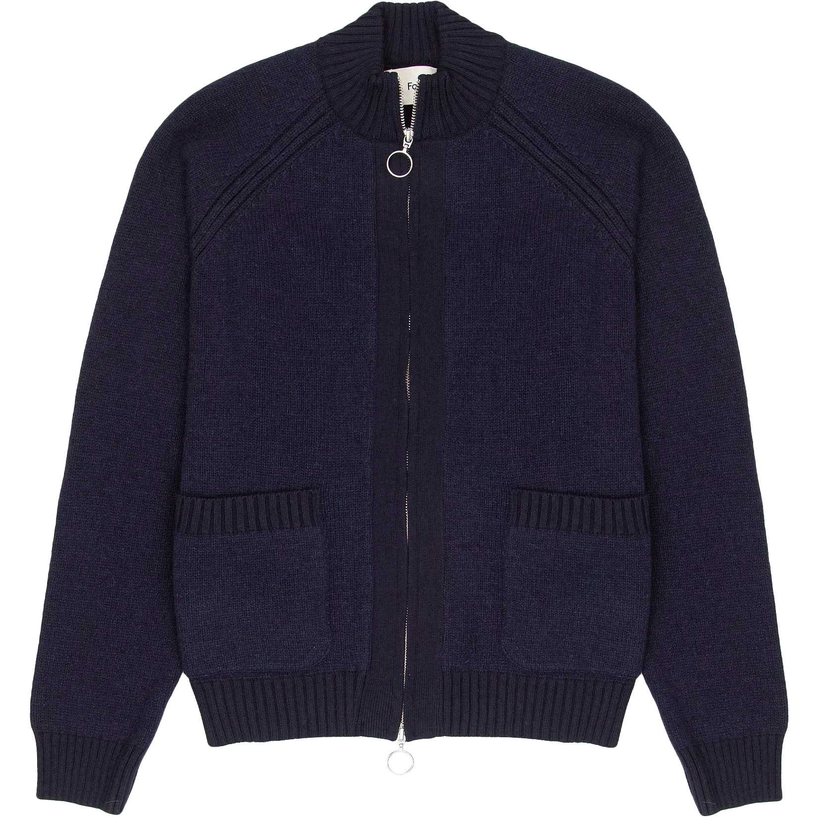 Knitted Zip Thru Bomber - Navy