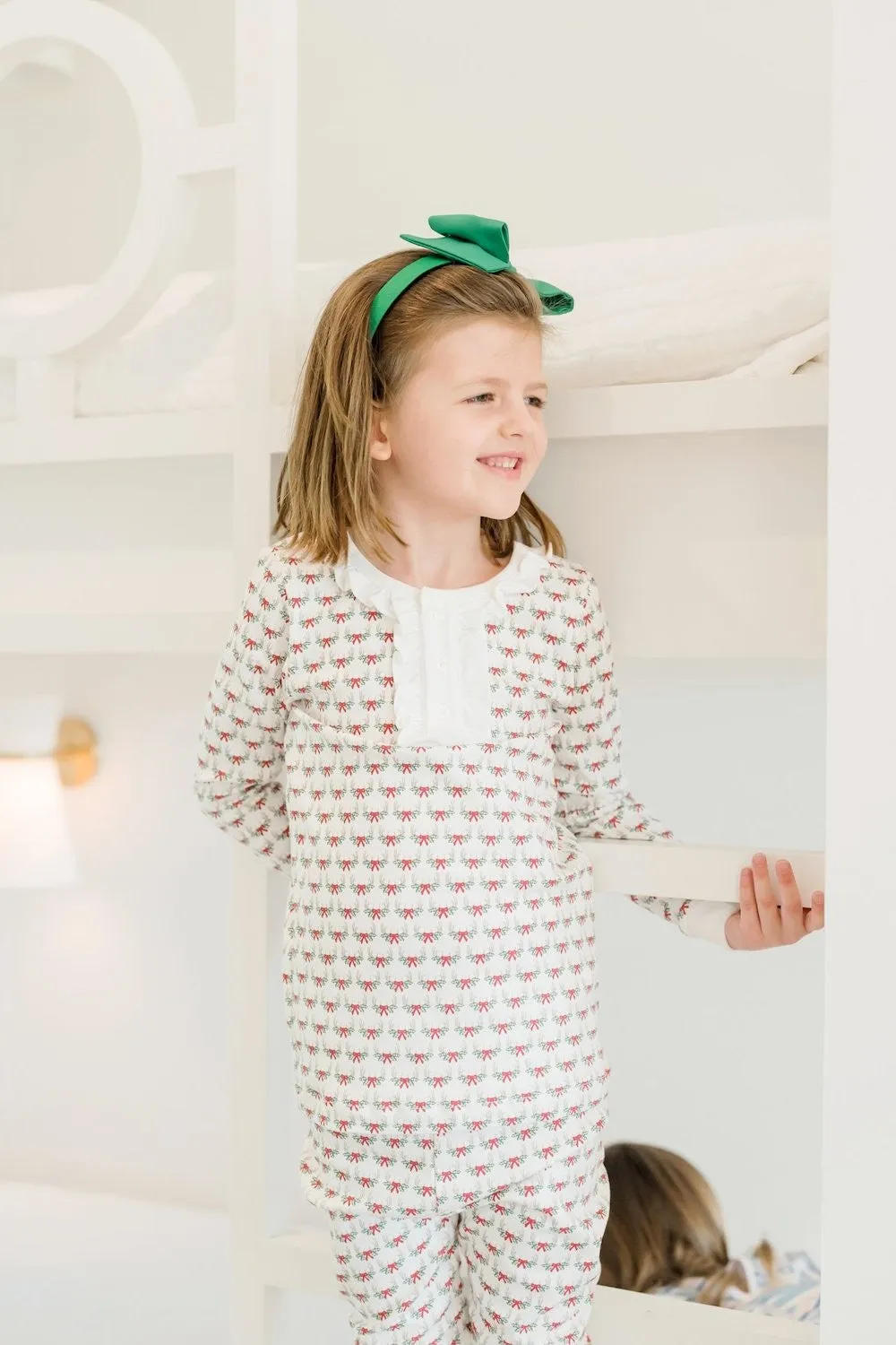 Lila & Hayes Girls Alden Pajamas Set - Antler Bows