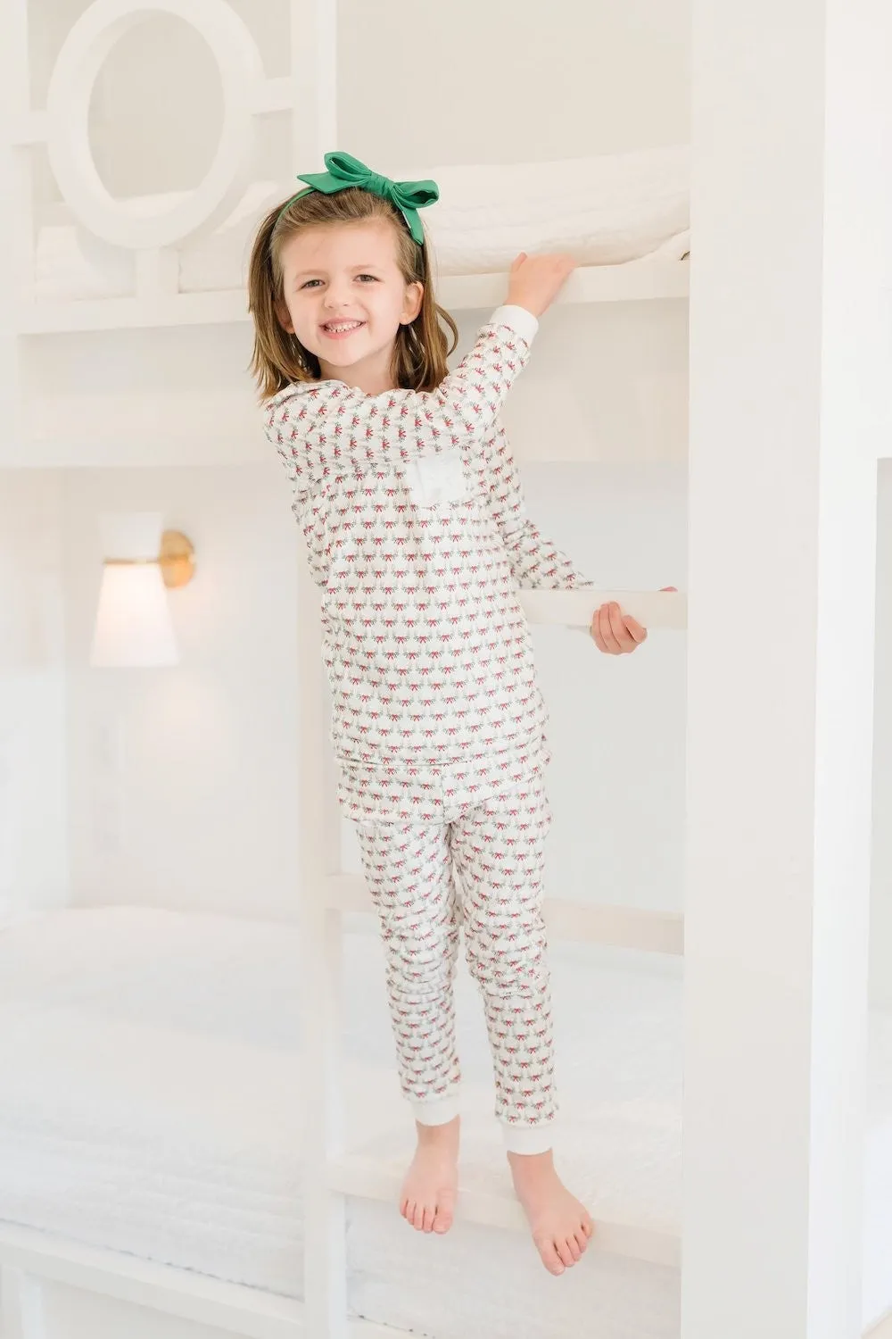 Lila & Hayes Girls Alden Pajamas Set - Antler Bows