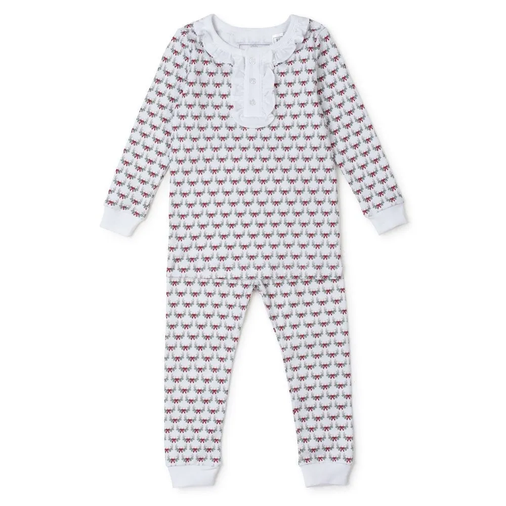 Lila & Hayes Girls Alden Pajamas Set - Antler Bows