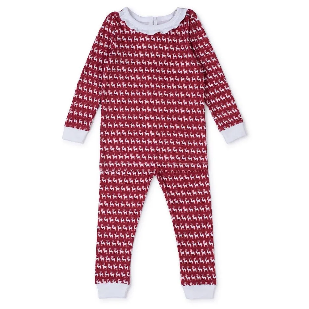 Lila & Hayes Girls Ava Pajamas - Red Reindeer