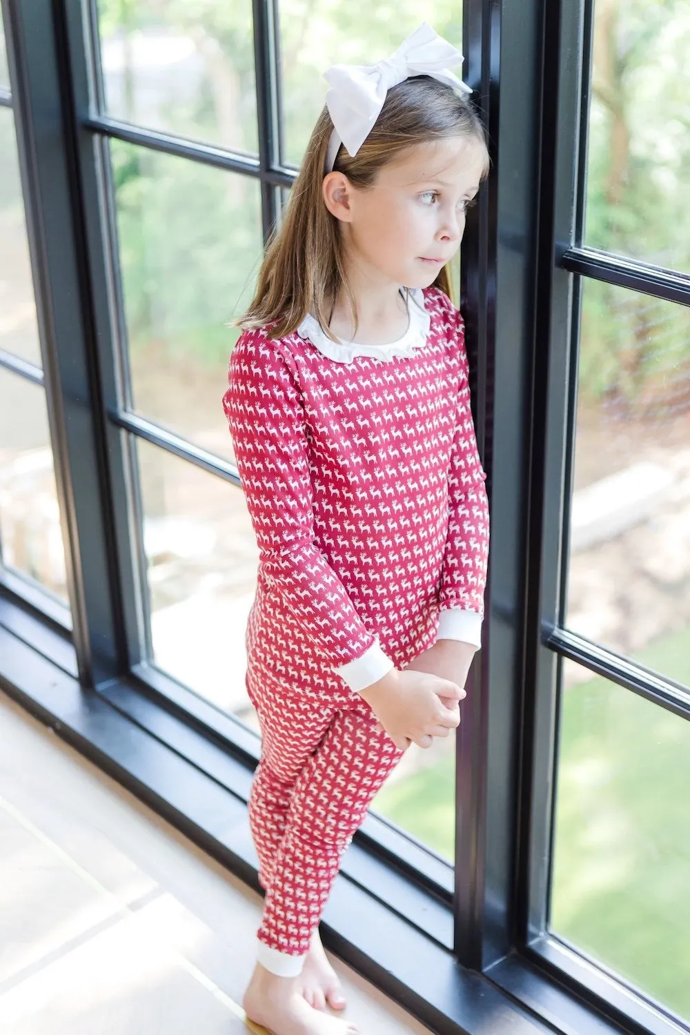 Lila & Hayes Girls Ava Pajamas - Red Reindeer