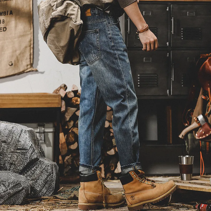 Loose-fit Straight-leg Stonewashed Jeans Pants