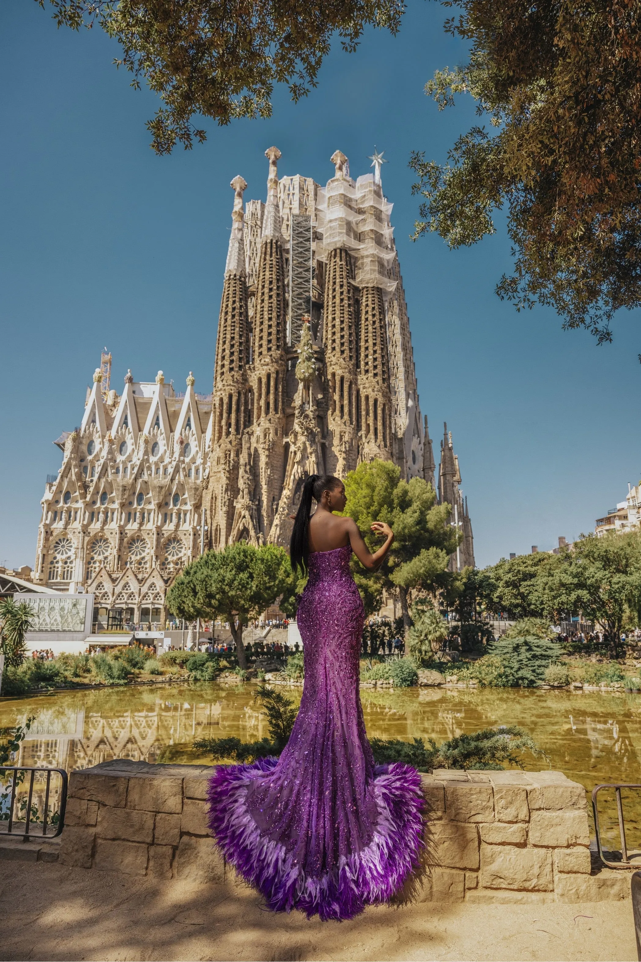 Luxury Violet Mermaid Evening Dress Feather