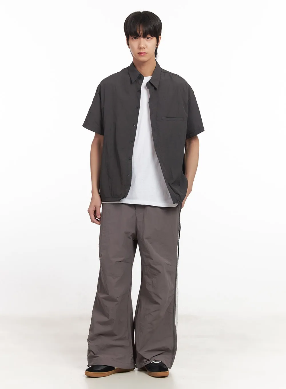 Men's Nylon Striped Wide-Fit Pants IA510