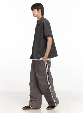 Men's Nylon Striped Wide-Fit Pants IA510
