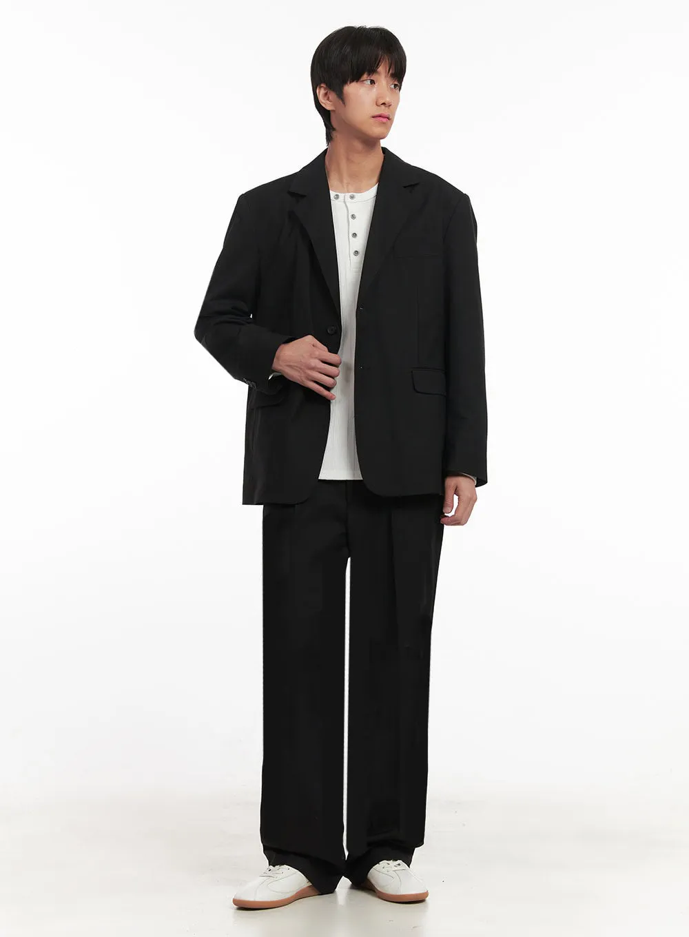 Men's Ribbed Buttoned Long-Sleeve Shirt IA511