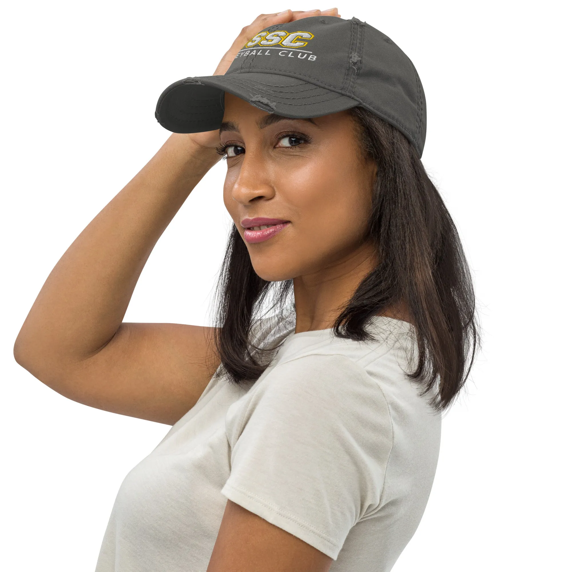 NSSC Volleyball Club Embroidered Distressed Dad Hat in Black or Gray