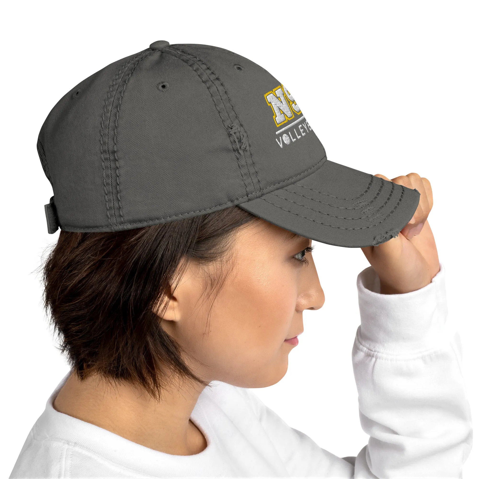 NSSC Volleyball Club Embroidered Distressed Dad Hat in Black or Gray