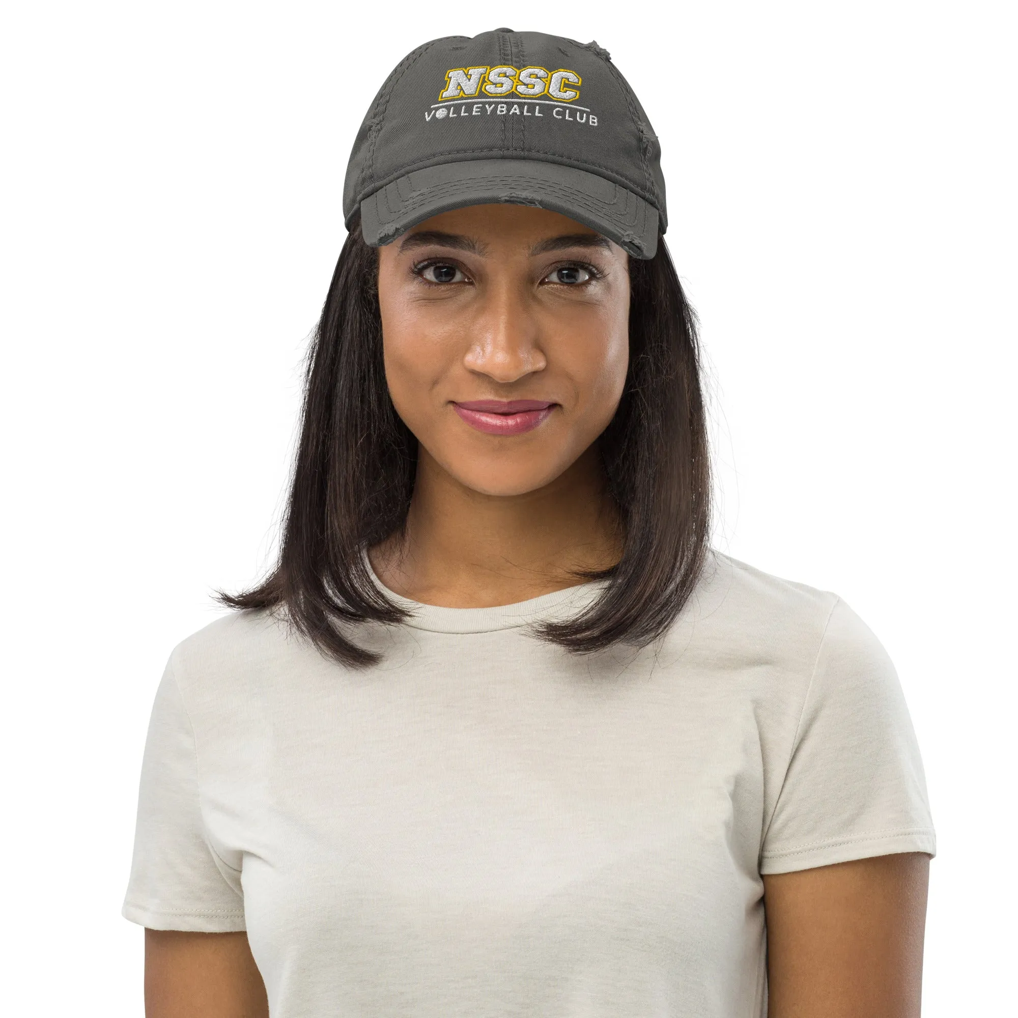 NSSC Volleyball Club Embroidered Distressed Dad Hat in Black or Gray