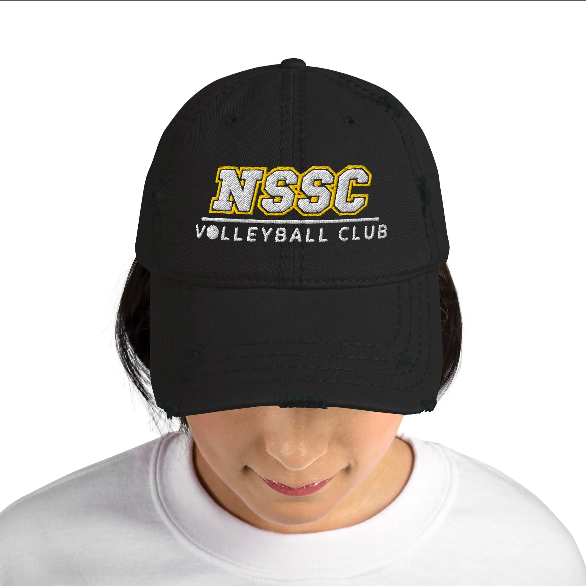 NSSC Volleyball Club Embroidered Distressed Dad Hat in Black or Gray