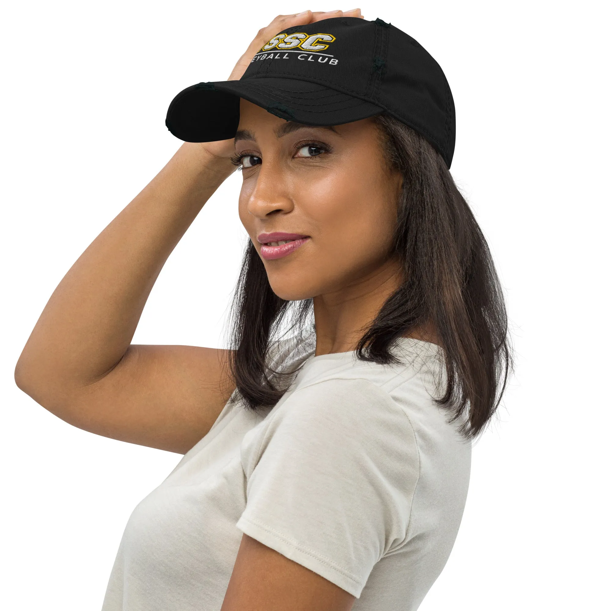 NSSC Volleyball Club Embroidered Distressed Dad Hat in Black or Gray